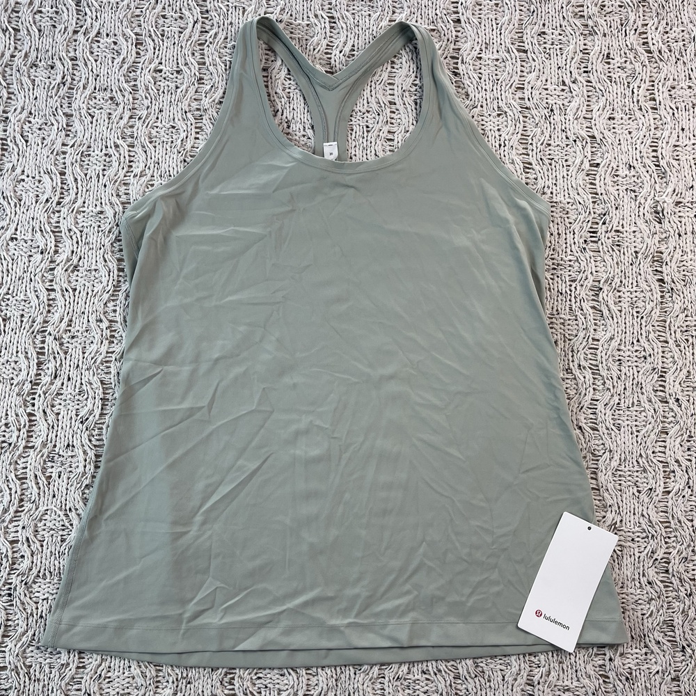 Lululemon Cool Racerback Tank *Nulu Athletic Top Womens 20 Sage Green Cut NWT